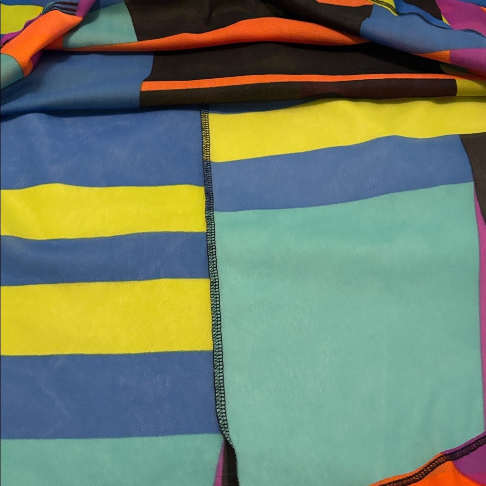 Annalee + Hope multicolored sheer poncho SZ XL cape style rounded edge vacay - Picture 10 of 12